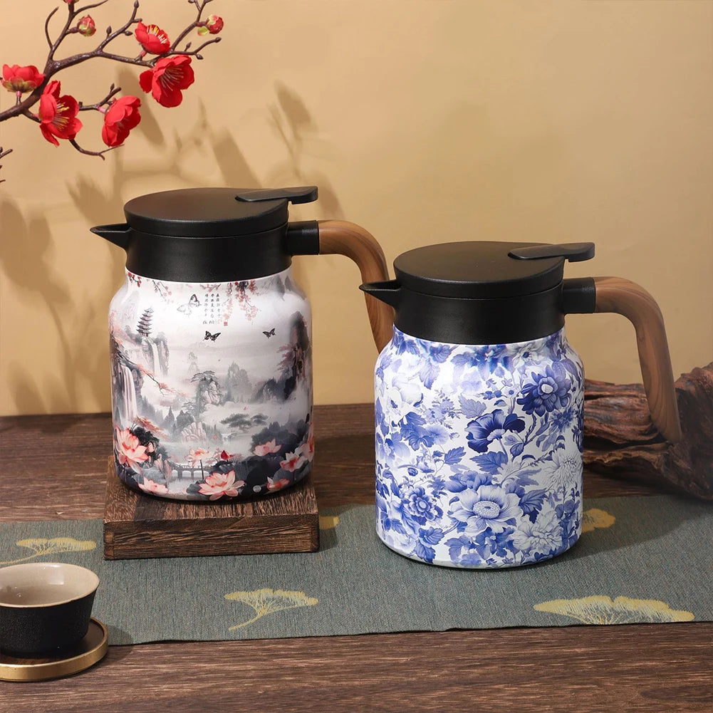 Tea Kettle Vintage Floral Pattern Thermos 800/1000Ml