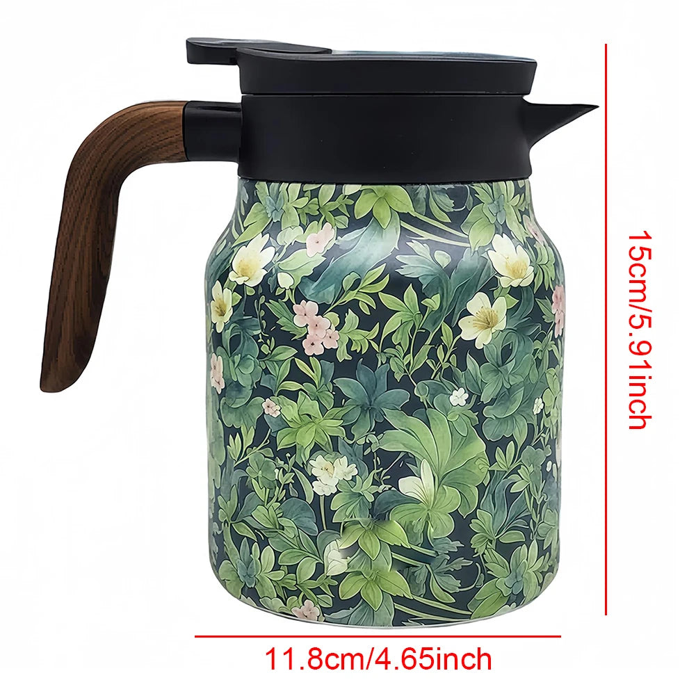 Tea Kettle Vintage Floral Pattern Thermos 800/1000Ml