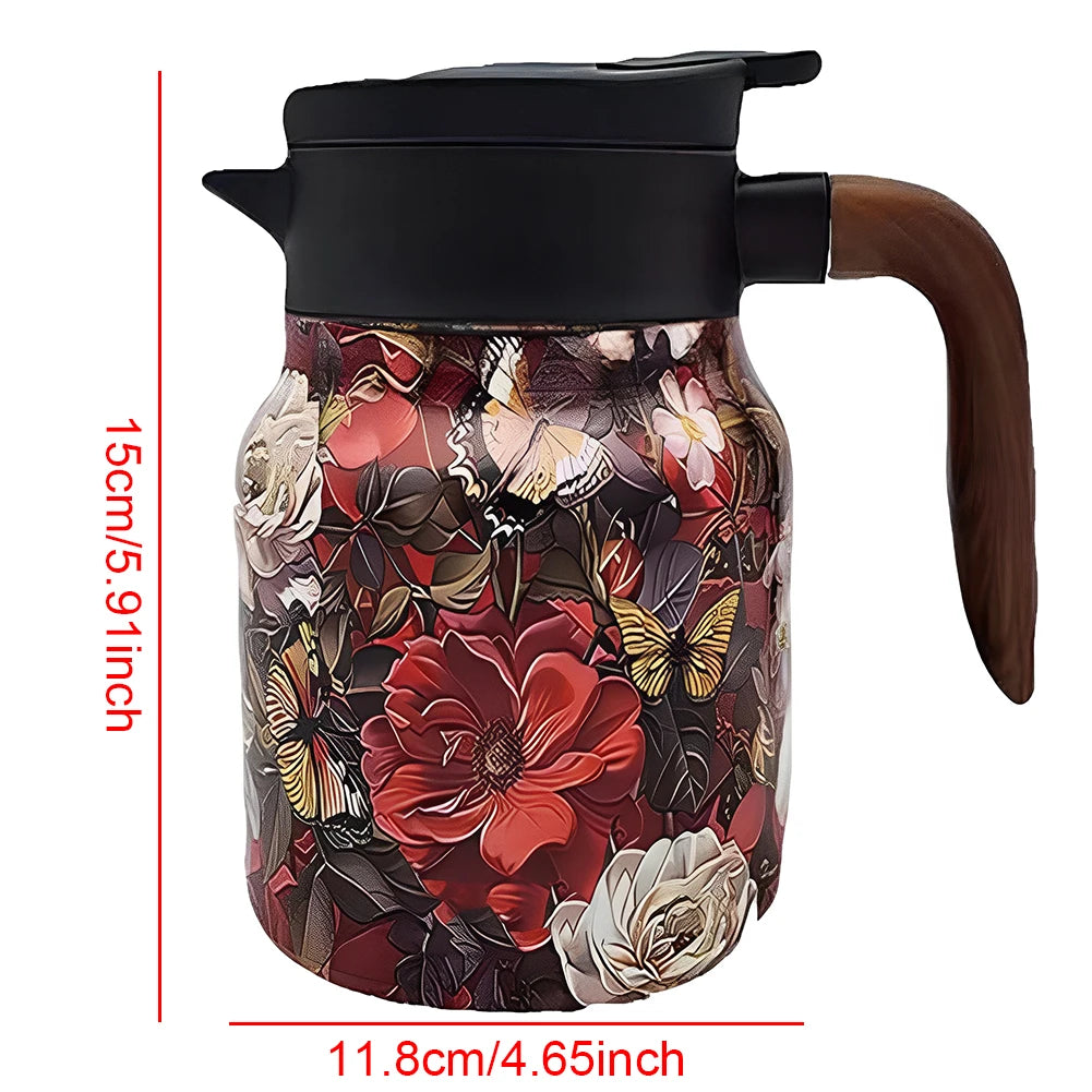 Tea Kettle Vintage Floral Pattern Thermos 800/1000Ml