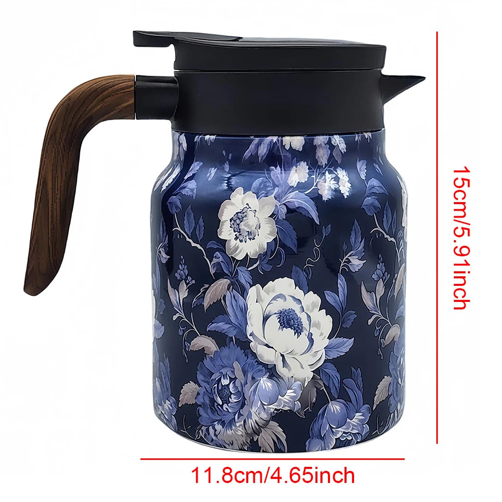 Tea Kettle Vintage Floral Pattern Thermos 800/1000Ml
