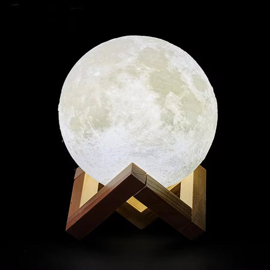 3D Print Rechargeable Moon Lamp LED Night Light Creative Touch Switch Moon Light for Bedroom Decoration Birthday Gift