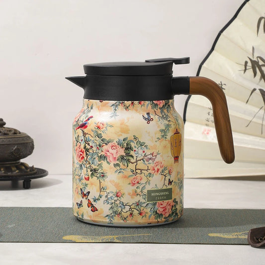 Tea Kettle Vintage Floral Pattern Thermos 800/1000Ml