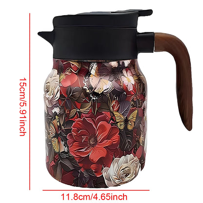 Tea Kettle Vintage Floral Pattern Thermos 800/1000Ml