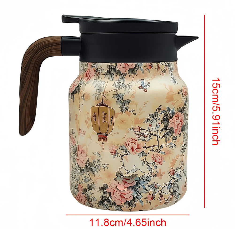 Tea Kettle Vintage Floral Pattern Thermos 800/1000Ml